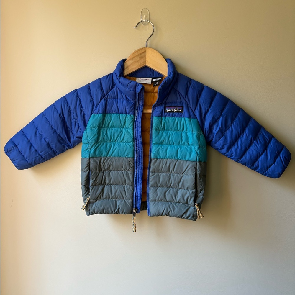 Patagonia Kids' Blue and Teal Down Sweater Jacket